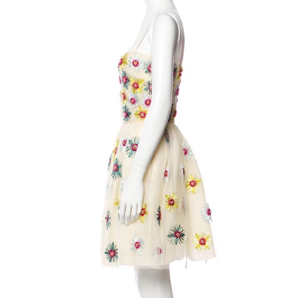 NWT red valentino tulle off white floral embroidered dress - Picture 5 of 13